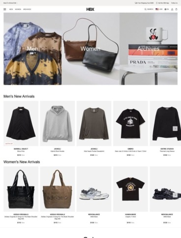 eCommerce website: HBX