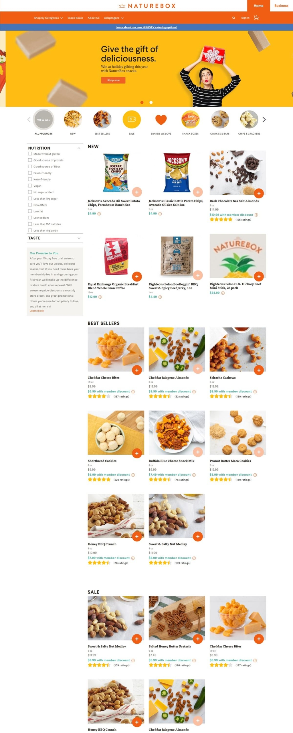 eCommerce website: Nature Box