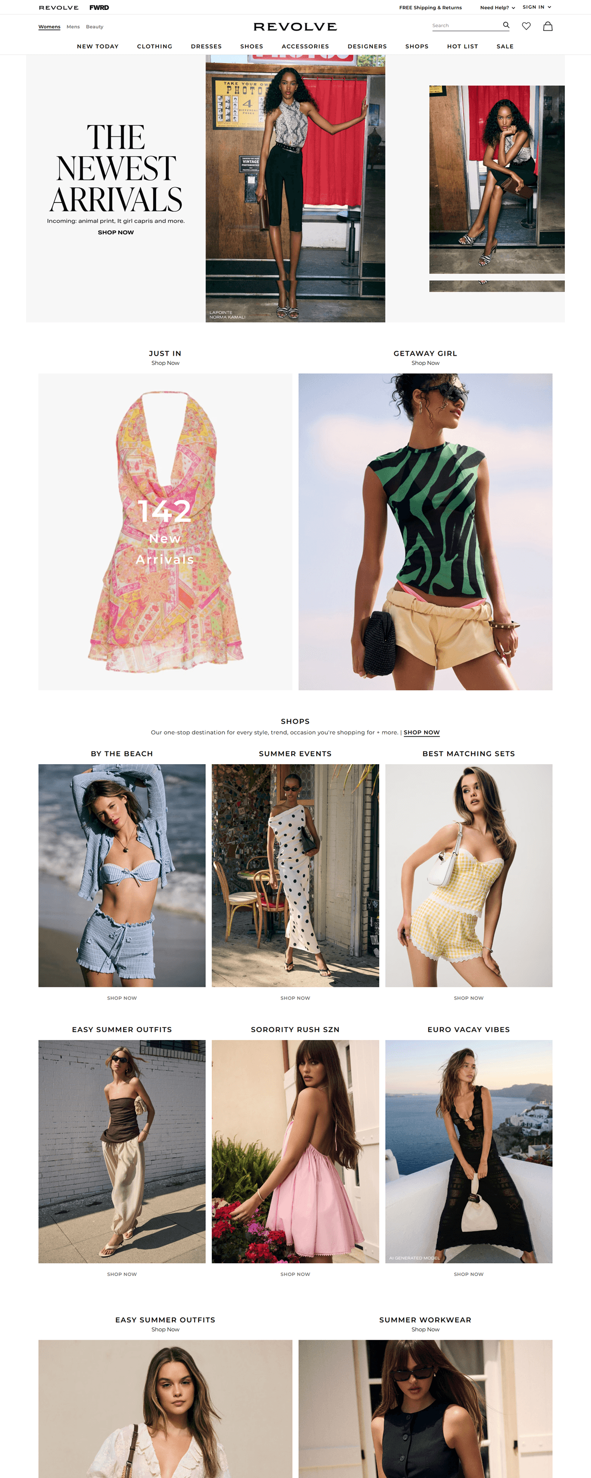 eCommerce website: Revolve