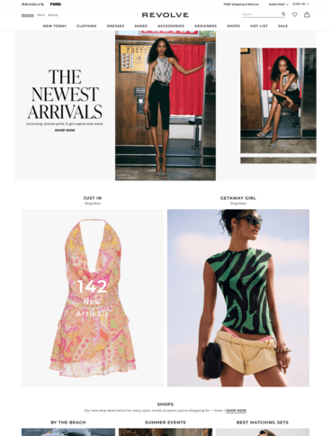 eCommerce website: Revolve