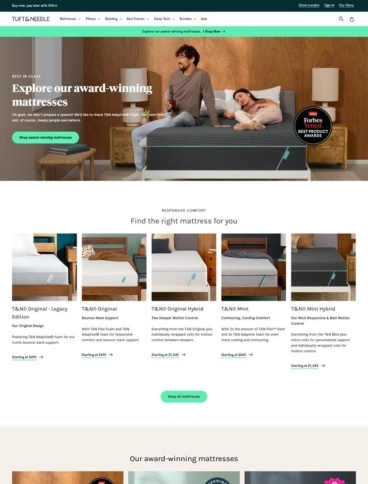 eCommerce website: Tuft & Needle