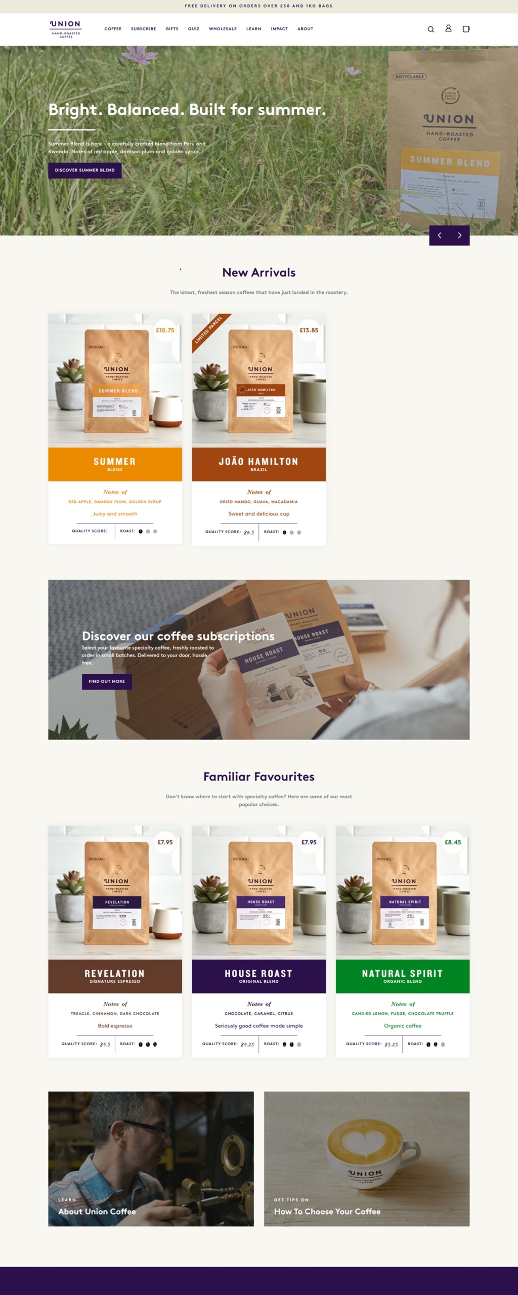 eCommerce website: Union Coffee