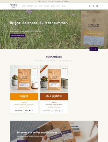 eCommerce website: Union Coffee