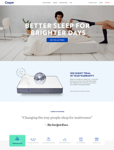 eCommerce website: Casper