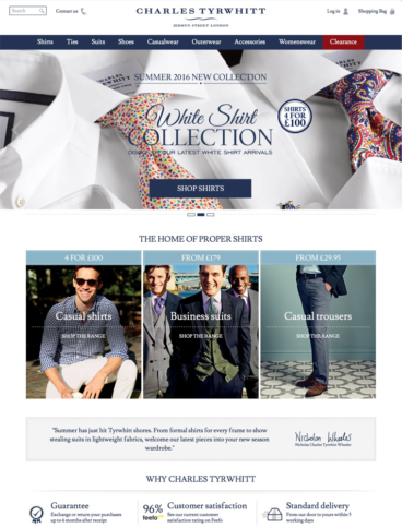 eCommerce website: Charles Tyrwhitt