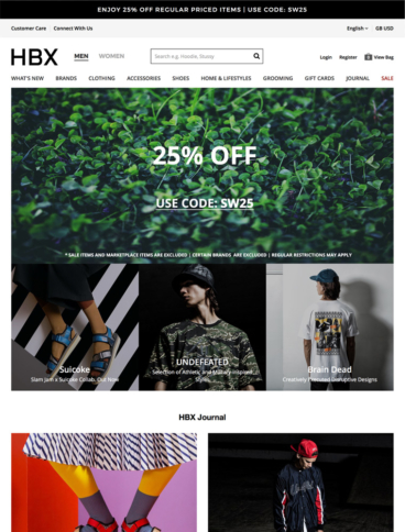eCommerce website: HBX