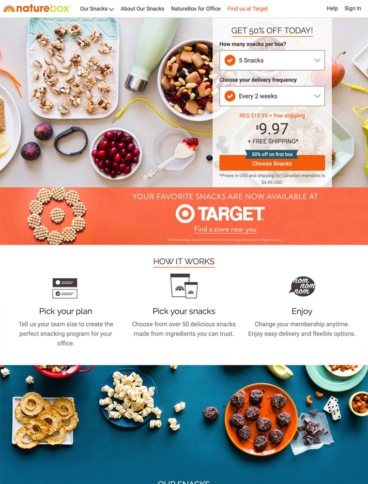 eCommerce website: Nature Box
