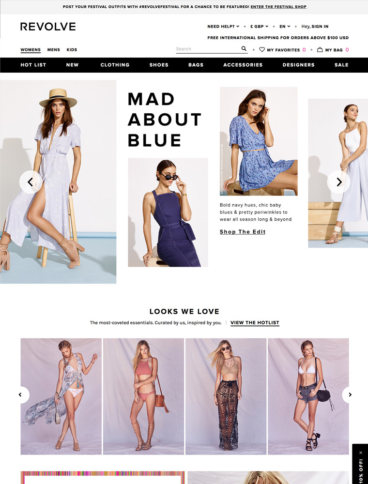 eCommerce website: Revolve