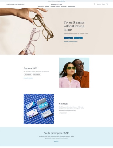 eCommerce website: Warby Parker