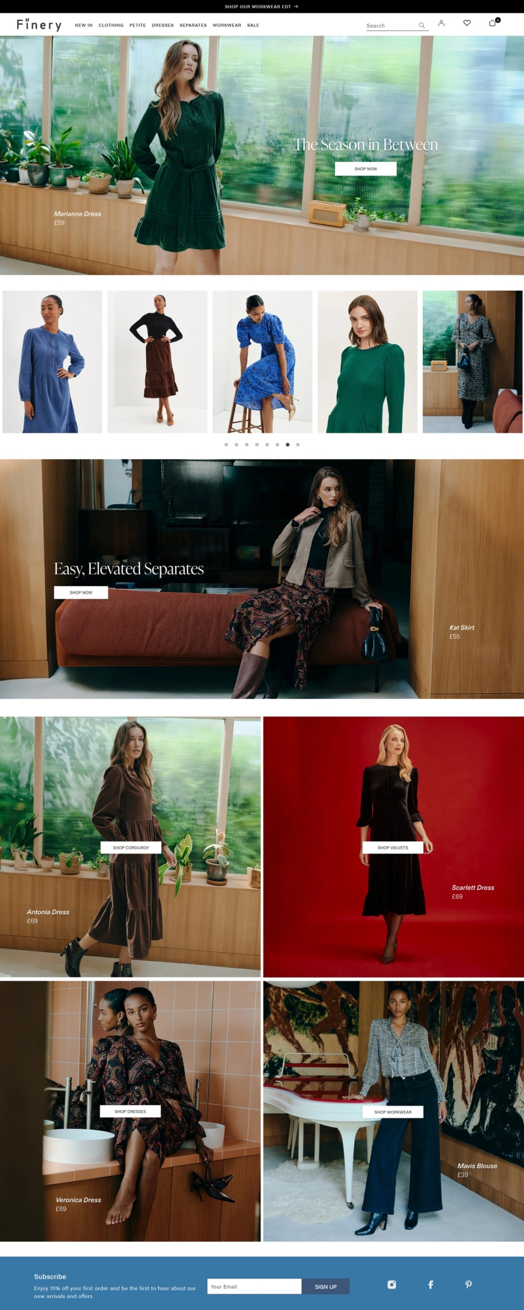 eCommerce website: Finery London