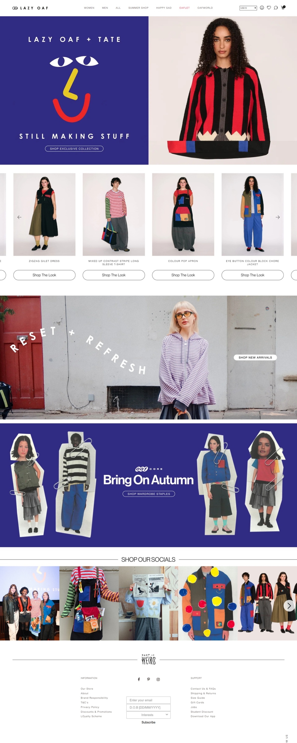 eCommerce website: Lazy Oaf