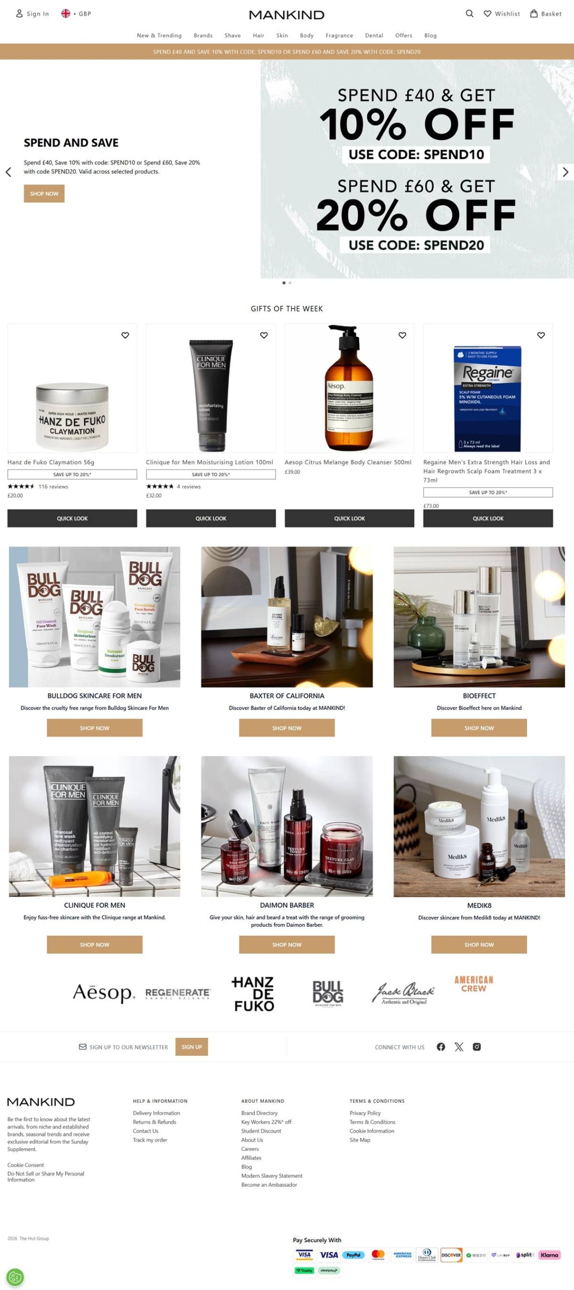 eCommerce website: Mankind