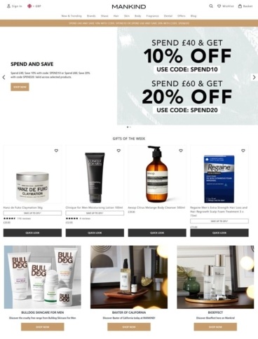 eCommerce website: Mankind