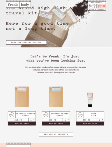 eCommerce website: Frank Body