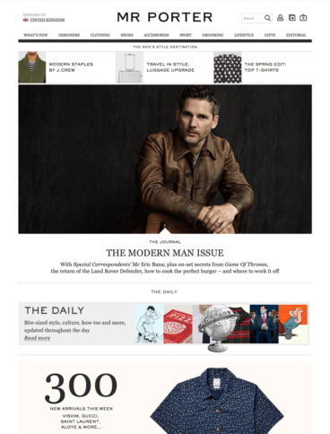 eCommerce website: Mr. Porter