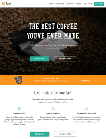eCommerce website: Pact Coffee