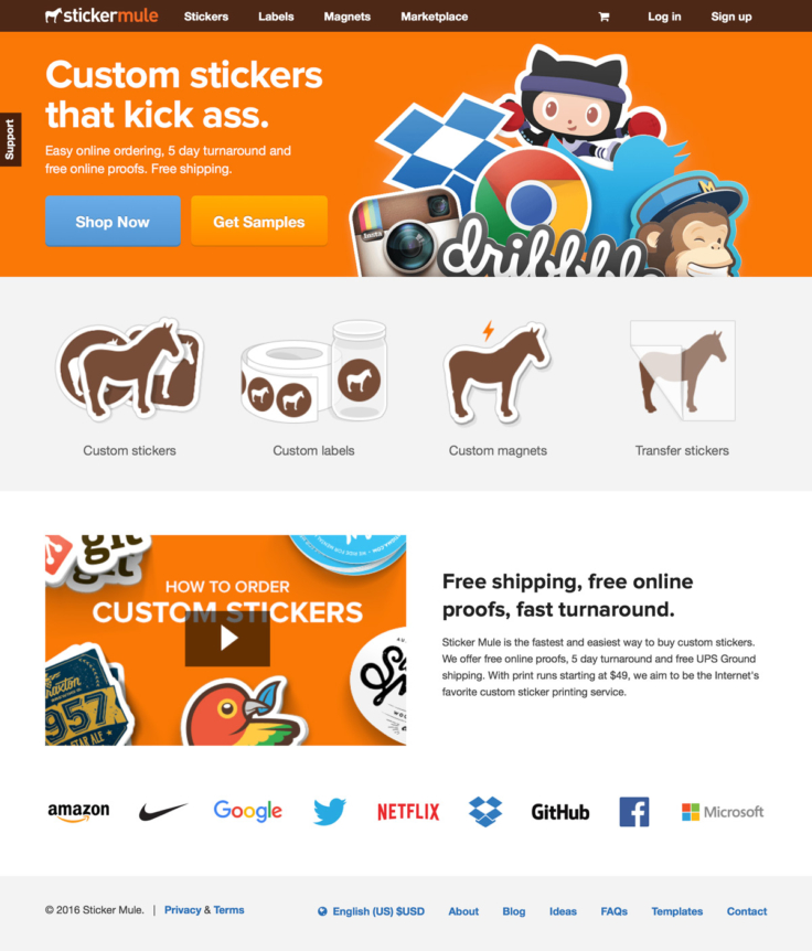 Sticker Mule site Design Gallery & Tech Inspiration