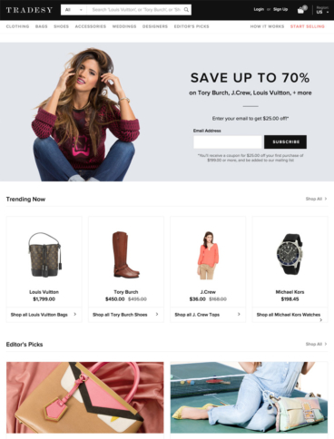 eCommerce website: Tradesy