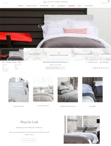 eCommerce website: Au Lit Fine Linens