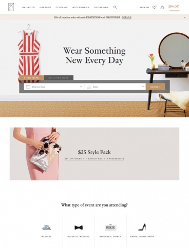 eCommerce website: Rent the Runway