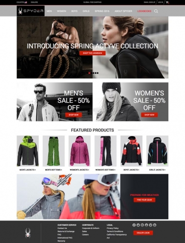 eCommerce website: Spyder Active Sports