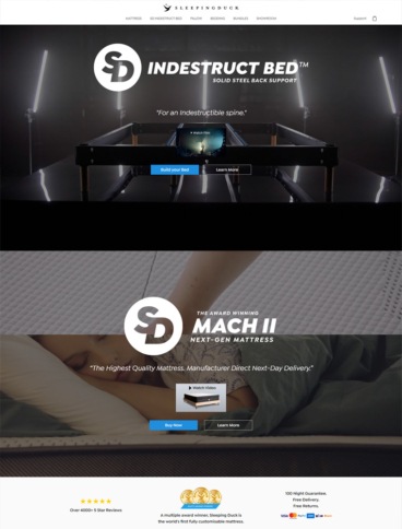 eCommerce website: Sleeping Duck