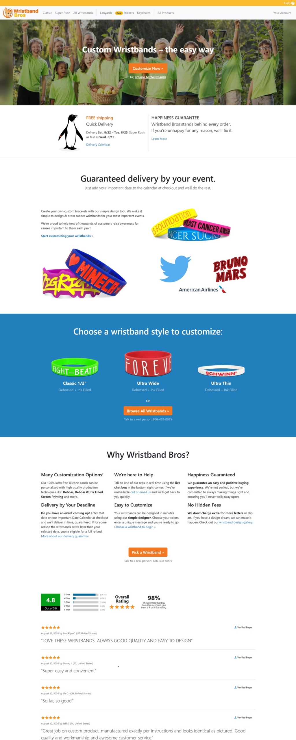 eCommerce website: Wristband Bros