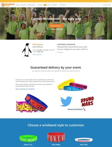 eCommerce website: Wristband Bros