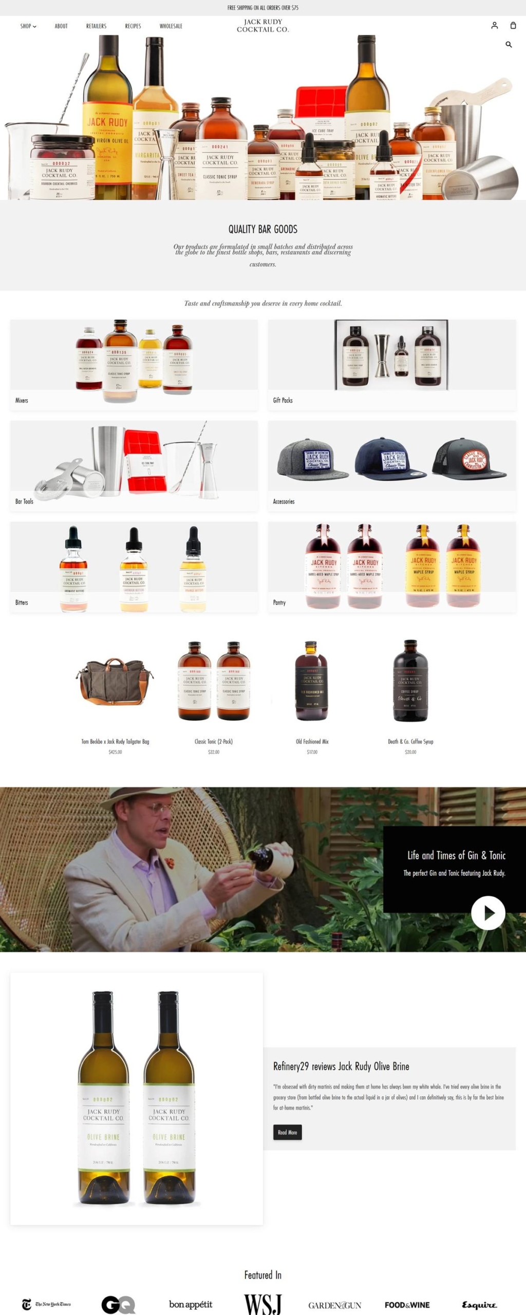 eCommerce website: Jack Rudy Cocktail