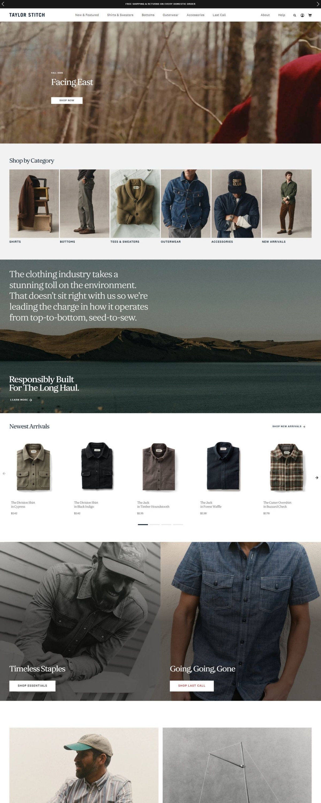 eCommerce website: Taylor Stitch