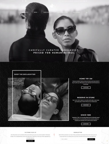eCommerce website: VU Sunglasses