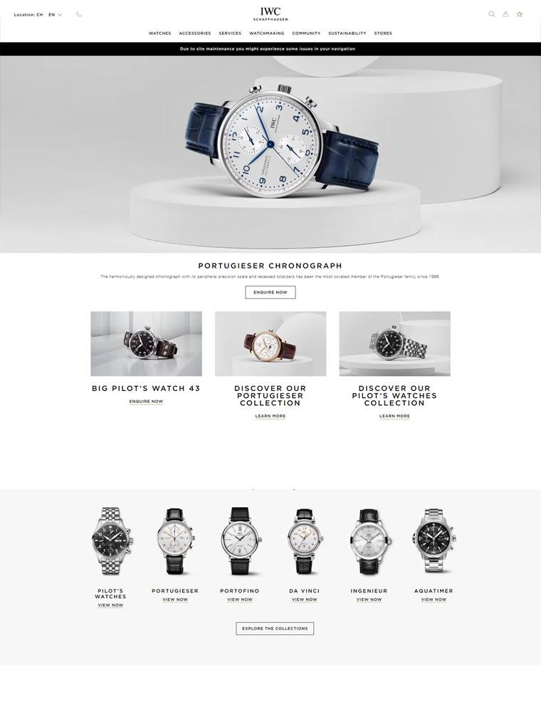 IWC Watches | eCommerce Website Design Gallery & Tech Inspiration