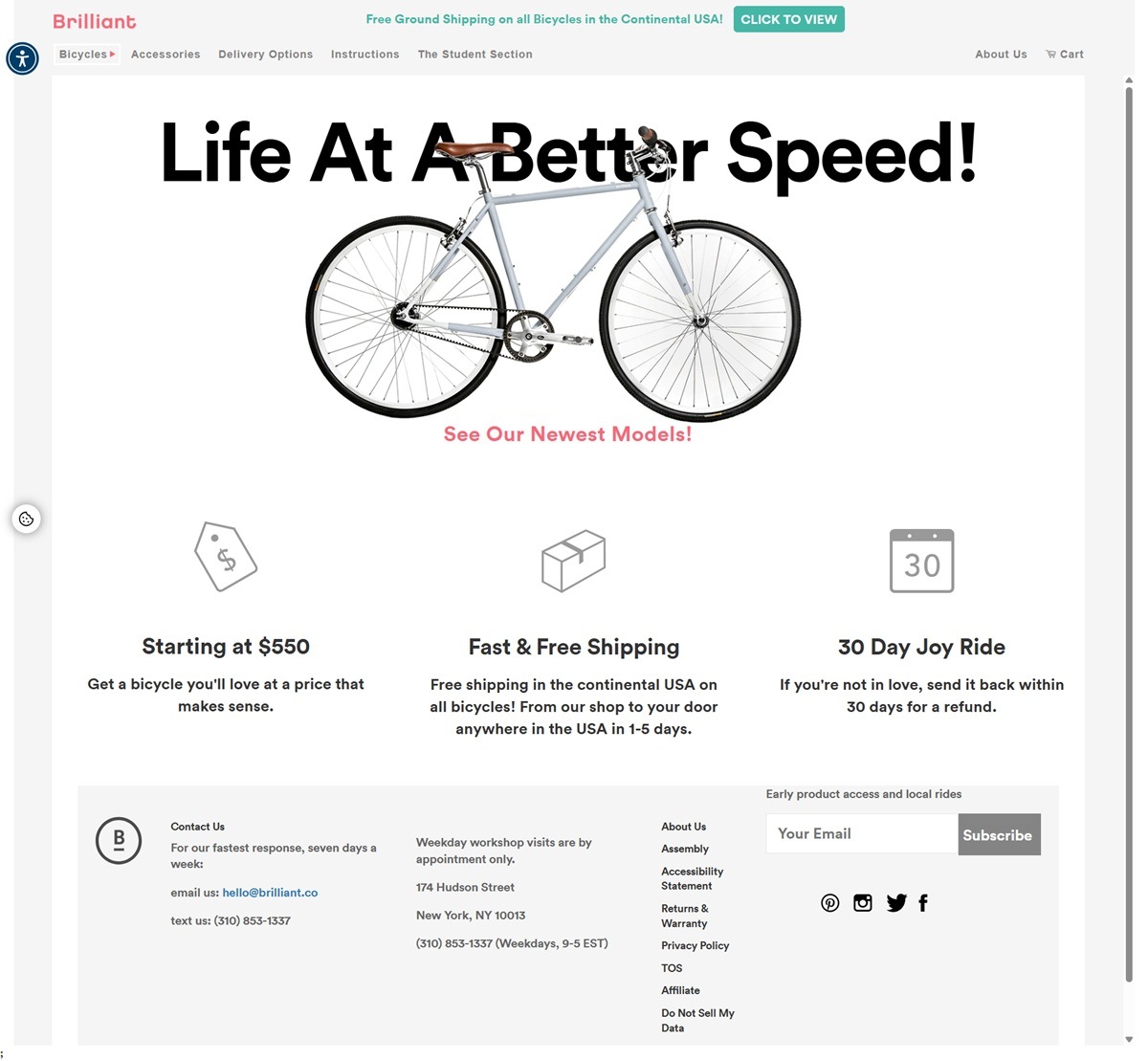 eCommerce website: Brilliant Bicycle Co