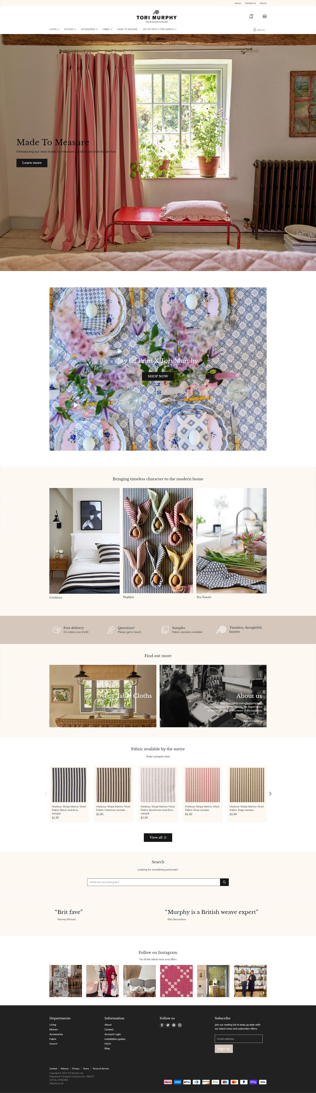 eCommerce website: Tori Murphy