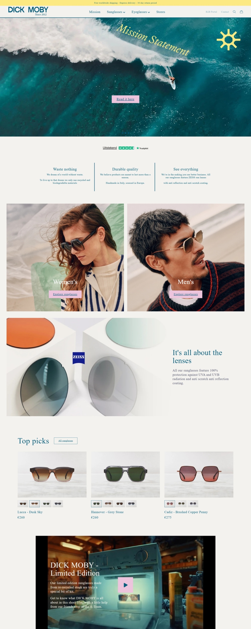 eCommerce website: Dick Moby