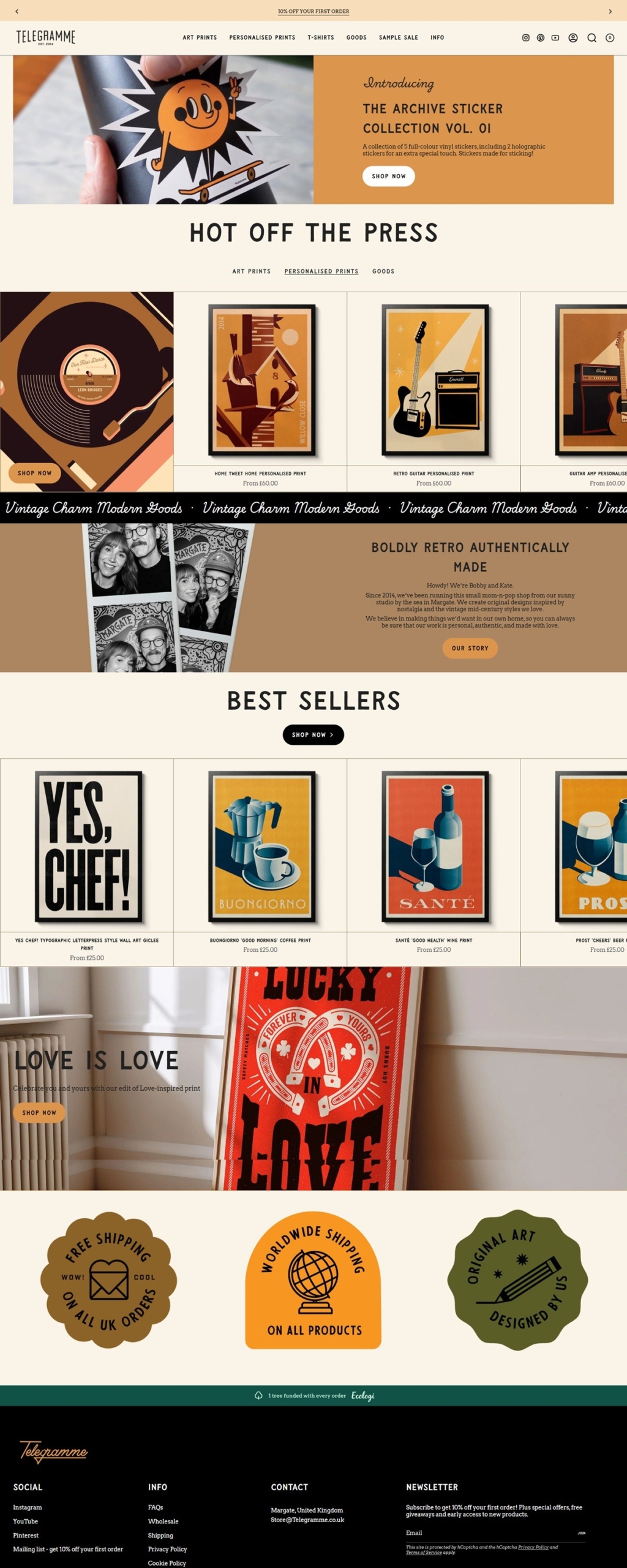 eCommerce website: Telegramme Paper Co.