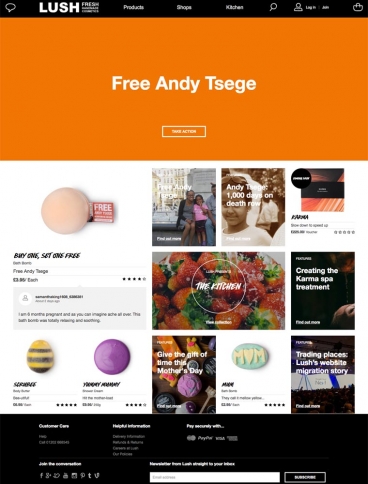 eCommerce website: LUSH Cosmetics