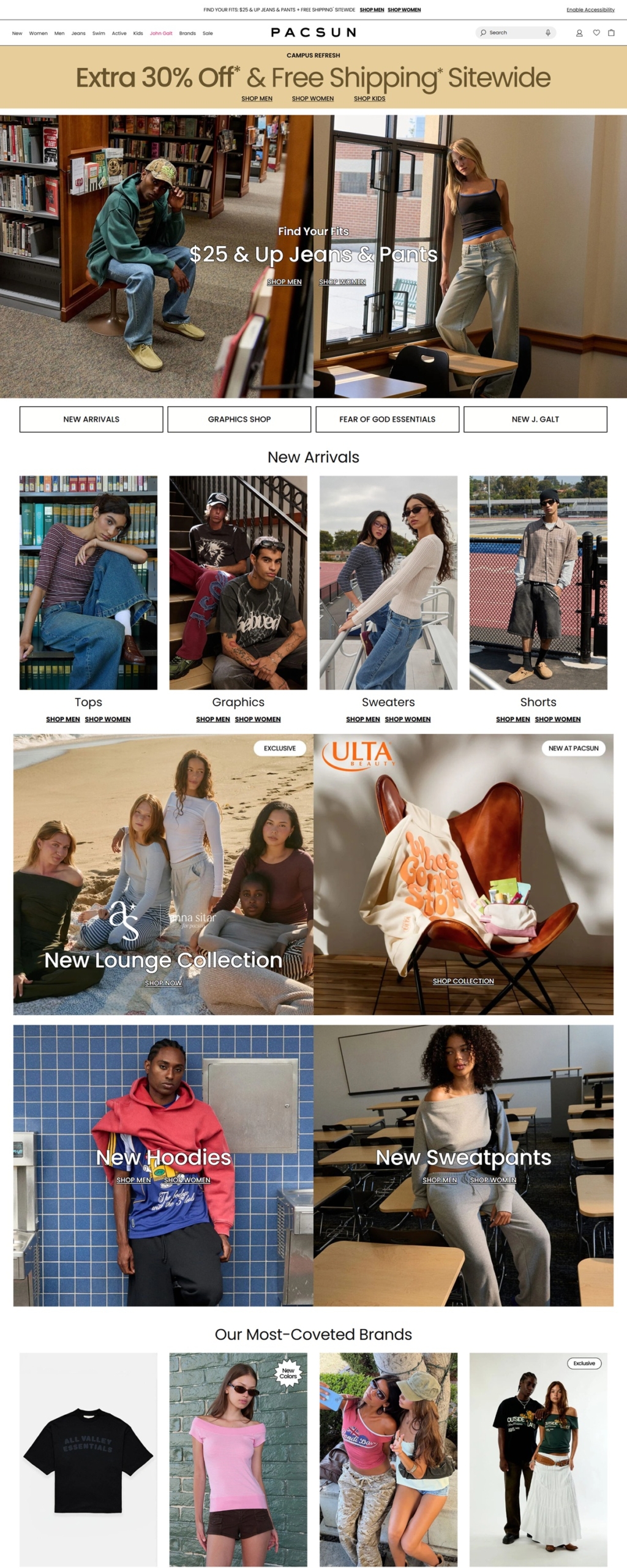 eCommerce website: PacSun