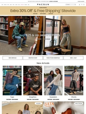 eCommerce website: PacSun