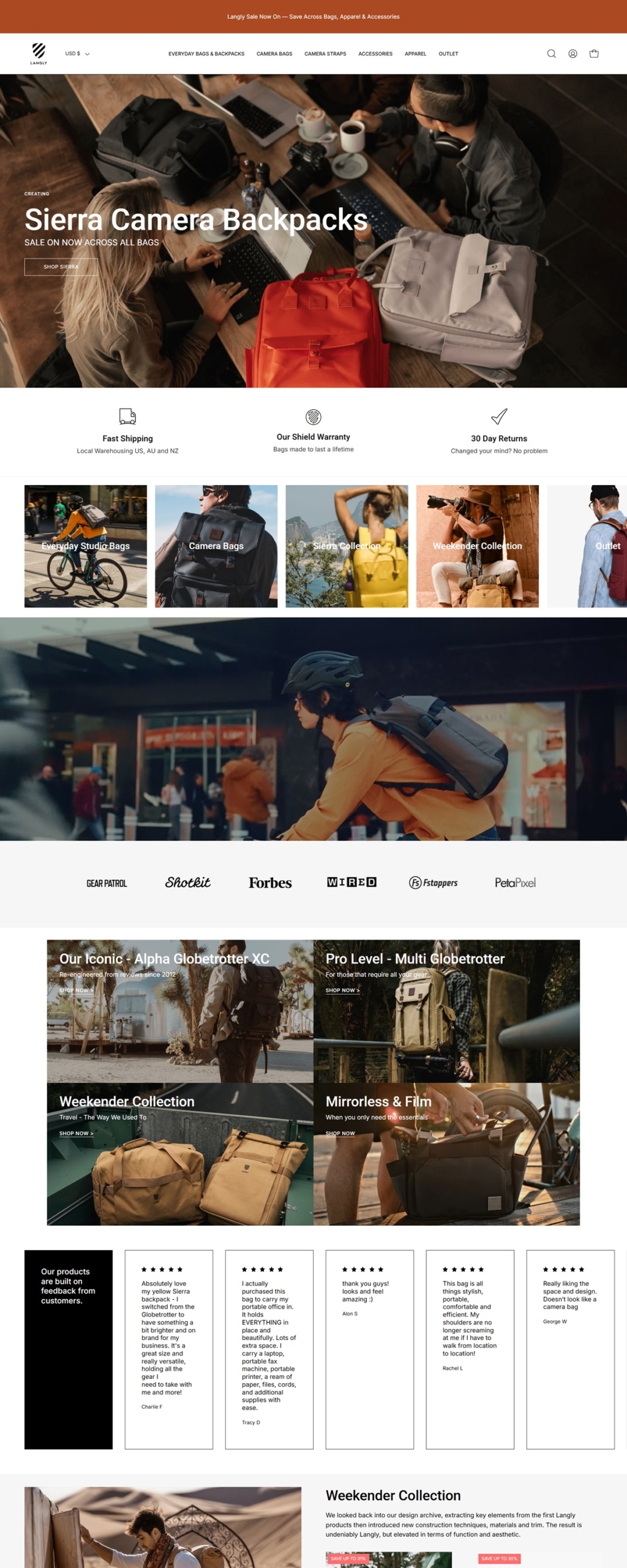 eCommerce website: Langly Bags