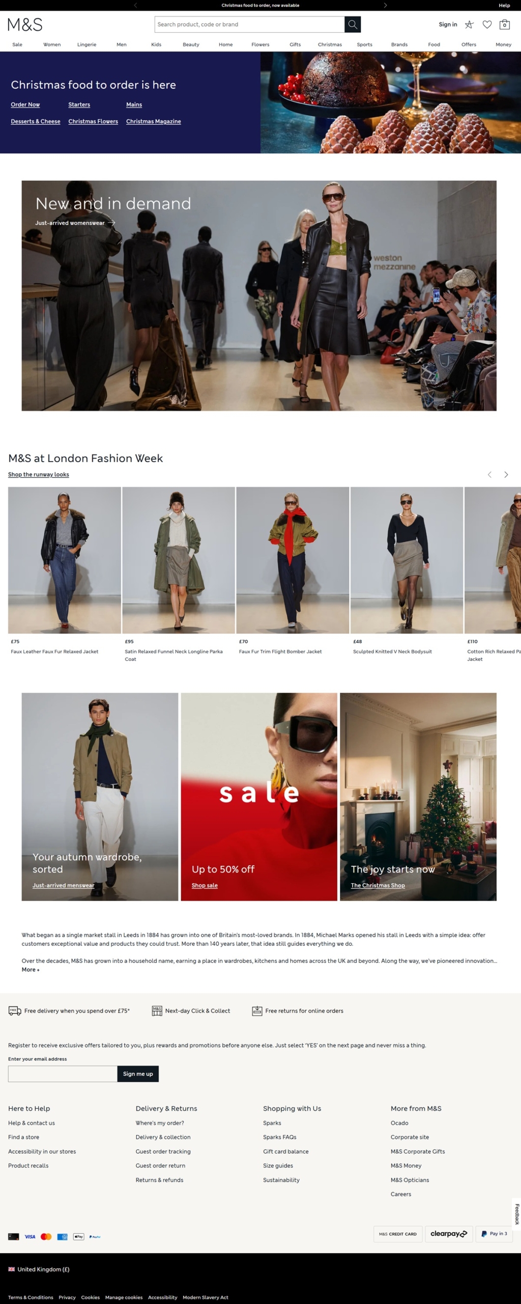 eCommerce website: Marks and Spencer