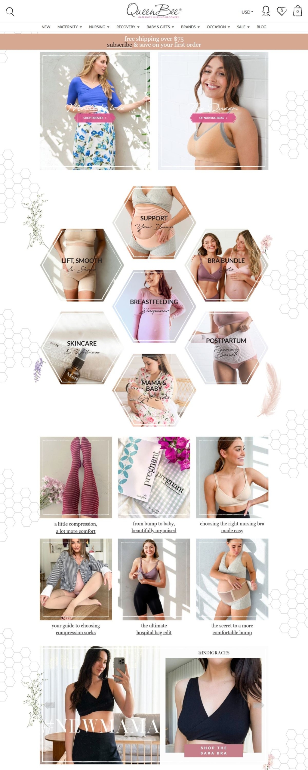 eCommerce website: Queen Bee Maternity