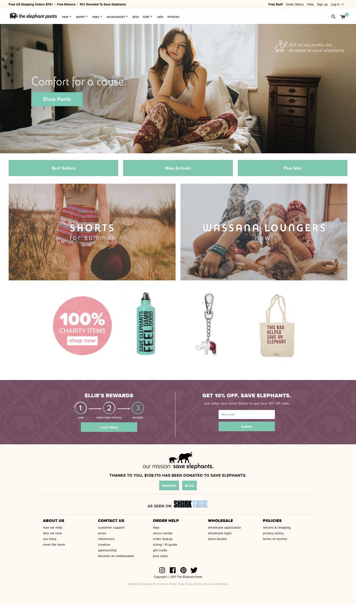 eCommerce website: The Elephant Pants