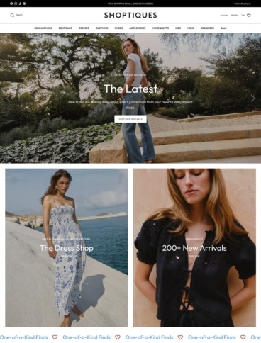 eCommerce website: Shoptiques