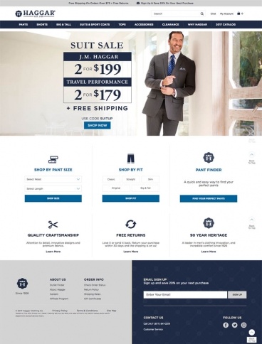 eCommerce website: Haggar Clothing