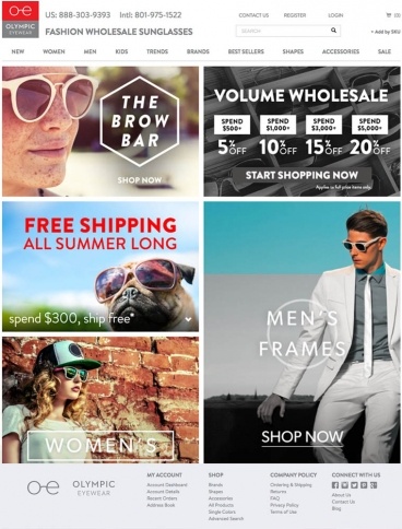 eCommerce website: Olympic Eyewear