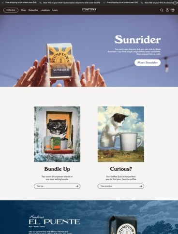 eCommerce website: Stumptown Coffee Roasters