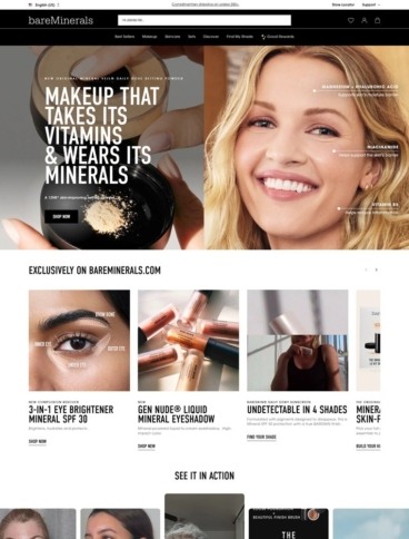 eCommerce website: bareMinerals
