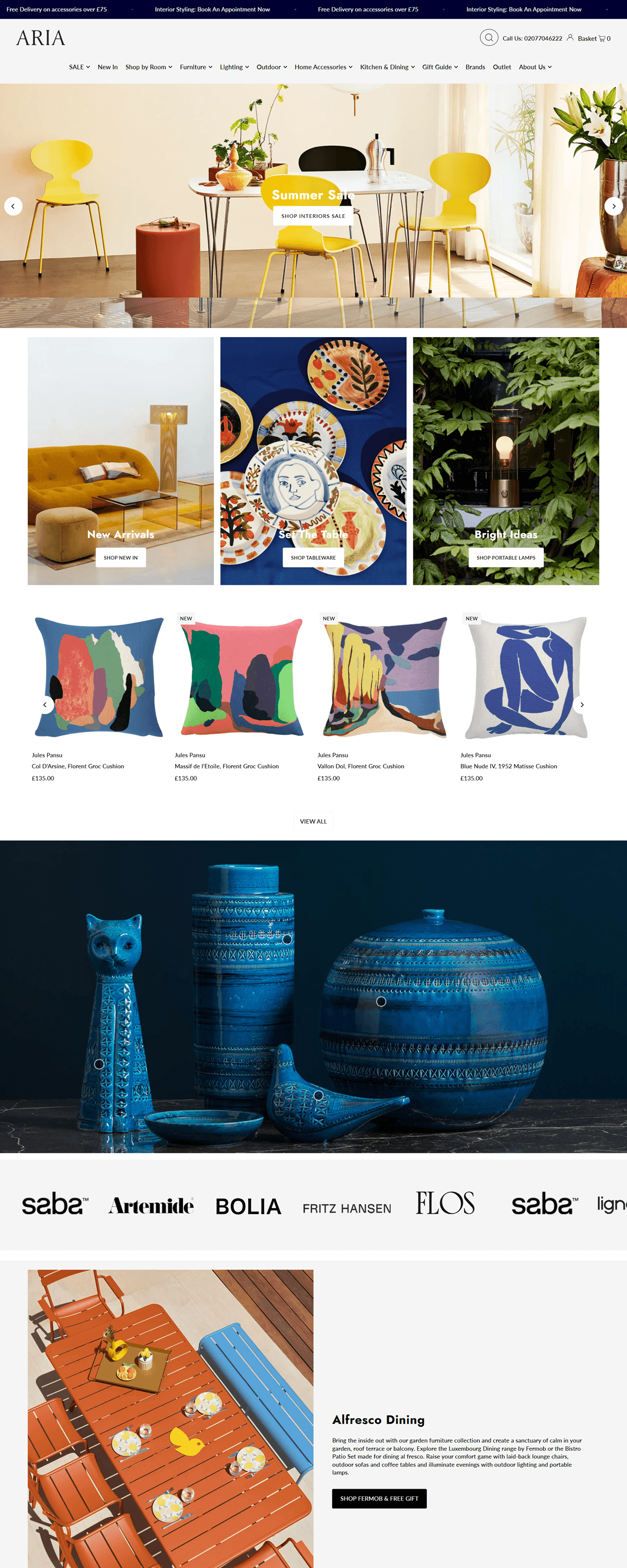 eCommerce website: Aria