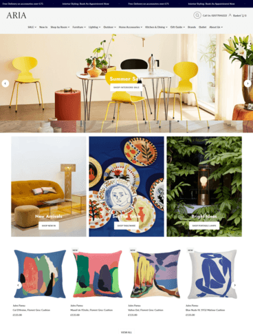 eCommerce website: Aria